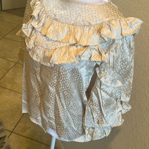 Magali Pascal Size S Puff Sleeve Tiffin Top Ivory Ruffle Coquette Feminine NWT - Picture 5 of 14